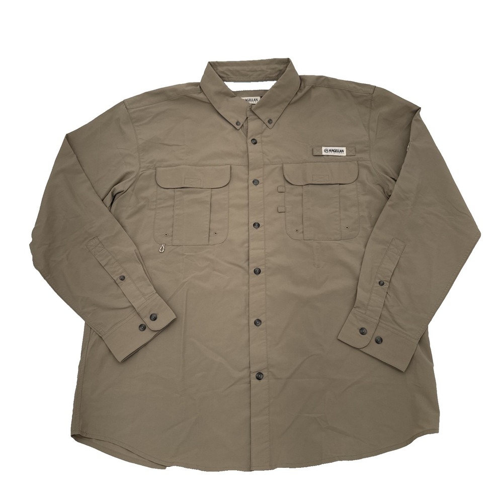 Magellan Men's Fish Gear Shirt Laguna Large Relaxed Fit Button Down long Sleeve